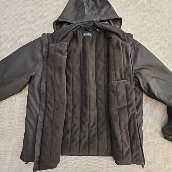 Chaps Heavy Coat Men's XL Navy Full Zip Stow-Away Hoodie Fleece Lined Drawstring - Picture 15 of 16